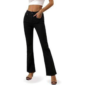 بنطال جينز OFLUCK النسائي عالي الارتفاع ريترو فلير بمقاس نحيف مناسب للشارع عصري ذو جرس سفلي in Kuwait