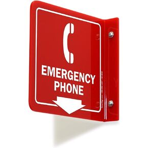 SmartSign "Emergency Phone" Projecting Sign | 5" x 6" Acrylic, Made in USA