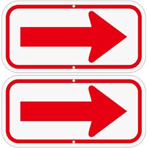 2 Pack Red Arrow Signs, 12x6 Inches Aluminum Reflective Arrow Sign, UV Protected, Durable, Weatherproof, Easy to Install, Indoor/Outdoor Use