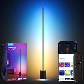 Govee Floor Lamp Pro، مصباح LED RGBIC مع مكبر صوت بلوتوث وضجيج أبيض، مصباح قائم 2100 لومن، يعمل مع Alexa، 16 مليون لون، مزامنة الموسيقى، مصباح أرضي لغرفة النوم، غرفة المعيشة، أسود