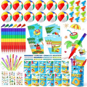 هدايا حفلات حمام السباحة، هدايا حفلات الشاطئ للأطفال 3-4-5-8-12، 96 قطعة من أكياس الهدايا الجيدة للأطفال ألعاب الصيف، كرات الشاطئ، أقلام التلوين، كتب التلوين ألعاب حمام السباحة على الشاطئ للأطفال الذين تتراوح أعمارهم بين 4-8-12 لوازم حفلات حمام السباحة in Kuwait