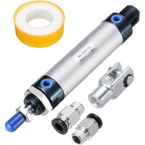 PATIKIL Pneumatic Air Cylinder 20mm Bore 300mm Stroke, MAL16 Single Rod Double Action with 1Pcs Y Connector, 2Pcs Quick Fittings, 1Pcs Tape for Automatic Equipment, Silver