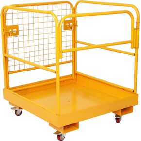 Forklift Safety Cage 36"x36" inch Heavy Duty Collapsible Work Platform Forklift 1150LBS Capacity with 4 Universal Wheels