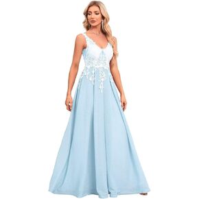 Lace Appliques Tulle Prom Dresses Glitter Long A Line Formal Dresses for Women V Neck Evening Party Ball Gown IIF036