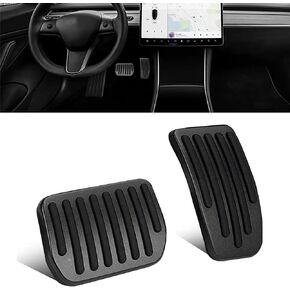 ZKFAR Pack-2 Auto Aluminum Pedal Covers Accessories, Brake Foot Pedals, Non-Slip Accelerator Brake Foot Rest Pedal Extenders, Model 3 Model Y Foot Pedal Pad Replacement (Black)