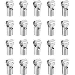 uxcell Structural Pipe Connector Joint Pipe Clamps 180 Degree 2 Way, 20 Set Stainless Steel Corner Fitting End Rails Clamp Fit OD 1 inch (25mm) Tube, Silver