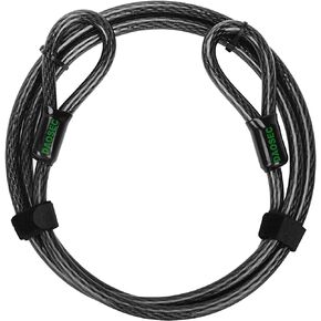 Heavy Duty Security Cable, 10ft, 12mm (1/2 inch) Thick Vinyl Coated Braided Steel with Sealed Looped Ends (7', 10', 15' or 20'),BLACK