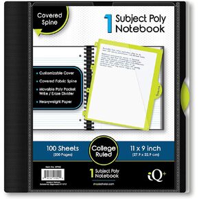 iScholar iQ Poly Fashion Cover 10 Subject Notebook, College Ruled, 11" x 8.5", 250 Sheets, Designs Will Vary (58913) - Fashion Print Light