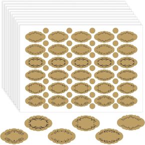 10 Sheet Apothecary Oval Oil Bottle Weatherproof Labels Vintage Kraft Look Apothecary Labels with Round Cap Stickers for Bottles and Jars (Blank)