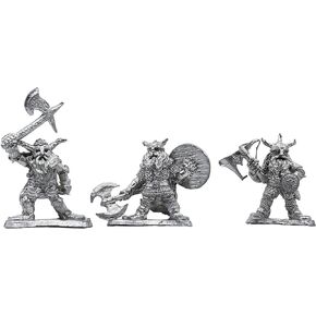 3 Piece 3-Stage Dwarf Fighter Set - 100% Lead-Free Pewter - Classic Fantasy Miniatures for 28mm Table Top Games - Made in USA - RAL Partha Miniatures