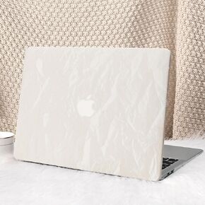 Compatible with MacBook Air 13 Inch Case2022 2021 2020 2019 2018 Release A1932 A2179 M1 A2337 Touch ID,Elegant PU Leather Plastic Hard Shell Case＋Transparent Keyboard Cover,Beige Soft Fleece.