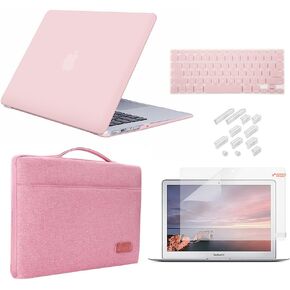 iCasso for MacBook Pro 15 inch Case Bundle 5 in 1, Hard Shell Cover with Sleeve, Screen Protector, Keyboard Skin& Dust Plug for Mac Pro 15 '' Model A1398 (Release 2012-2015) - Rose Quartz