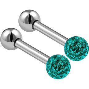 2PCS Stainless Steel Tragus Piercing 16 gauge 1/4 6mm 3mm Crystal Ball Lobe Earrings Eyebrow Piercing Jewelry Choose Colors