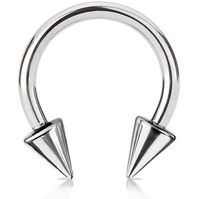 Pierced Owl 18-2GA 316L Stainless Steel Spike Ends Horseshoe Circular Barbell