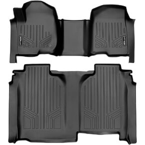 SMARTLINER All Weather Protection Custom Fit 2 Row Floor Mat Liner Set Compatible with 2019-2024 Chevrolet Silverado 1500/2020-2024 Silverado 2500 HD | 3500 HD Crew Cab Models