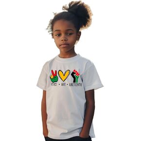 قمصان Juneteenth للأطفال، قمصان سوداء لشهر التاريخ للأولاد، قمصان علوية للفتيات، تي شيرت قطني مطبوع عليه حروف مضحكة in Kuwait