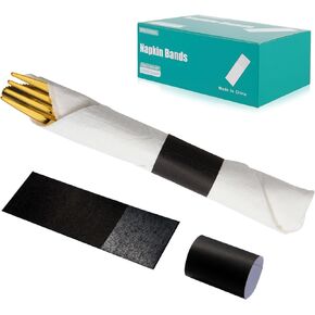Paper Napkin Bands (Black Box of 2000), Napkin Rings Self Adhesive,Silverware Wraps Bands,XY-20002