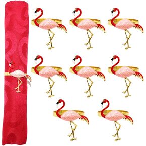 Pink Flamingo Napkin Rings Set of 8 Metal Napkin Holder for Christmas Thanksgiving Halloween Wedding Summer Dinner Party Table Decoration Cake Decorations