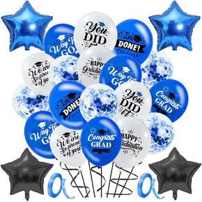Graduation Balloons 2024, 60 Pcs Graduation Party Balloon Set Include Gold Graduation Confetti Balloons, Graduation Latex Balloons and Star Balloons for Graduation Party Supplies