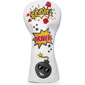 أغطية Bomb Golf Club للسائق، الممر، الهجين - 4 خيارات - غطاء رأس سائق الجولف / غطاء رأس خشبي للجولف / غطاء رأس هجين للرجال / النساء لاعب الجولف - غطاء رأس جولف من الجلد الصناعي الأبيض in Saudi Arabia