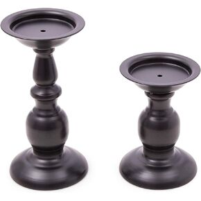 مجموعة حوامل شموع معدنية من فارملين كريك لتزيين طاولة القهوة (أسود، قطعتان) in Kuwait