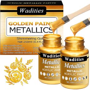 Acrylic Paint Metallic Gold, 250ml Gold Leaf Paint for Art Painting, Ideal for Canvas, Wood, Clay, Fabric, Ceramic, Stone, Glass Craft Supplies
