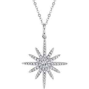 SERAFINA ❤️ Womens White Sapphire Starburst Earrings Pendant Necklace Ring Set in 925 Sterling Silver with Lobster Clasp and 18" Chain For Her