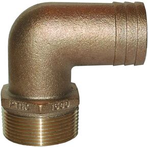 Groco 90 Degree Pipe to Hose Fitting, Standard Flow, 1-1/2" Npt X 1-1/2" Hose Id
