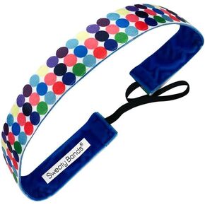 Sweaty Bands Womens Girls Headband for an Active Busy Lifestyle - Non-Slip Velvet-Lined Athletic Exercise Hairband - Chakra Dots Multicolored 1-Inch