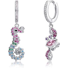 نمط المحيط والشاطئ متدلي مع أقراط حلقية معانقة متمحورة زركونيا مكعب، الحياة البحرية تحت عنوان بافيه ملون نانو زركون غير متماثل أقراط متدلية صغيرة للنساء والفتيات المراهقات in Kuwait