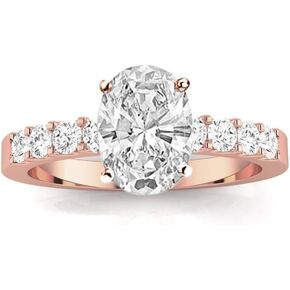 14K White Gold 2.5 Carat LAB GROWN DIAMOND Classic Prong Set Oval Cut Diamond Engagement Ring (G-H Color VS1-VS2 Clarity 2 Ct Center)