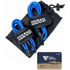 Rogue Endeavor® Rod Leash & Paddle Leash Kit, set of 2, Kayak Fishing & Paddle Boarding- 48" Shock Cord Bungee, Quick Release Clip, Neoprene Lined Strap and Carrying Bag (set of 2)