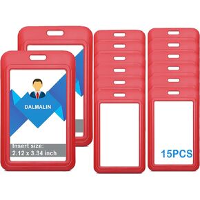 15 Pack Sliding ID Badge Holder Vertical Hard Plastic Card Case Protector Pouch,for Office School ID Credit Cards Proximity Work Badge Sleeve Key Cards Driver's Licenses (White)