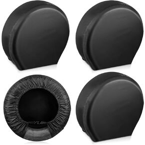RV Tire Covers 4 Pack, Waterproof Anti-UV Snow Sun Rain Tire Wheel Protector for Truck, SUV,Travel Trailer, SUV, Camper, Van, with PU Oxford, Fits Tire Diameters 26-29 inches, Black
