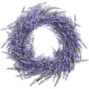 Lavender Wreath for Front Door, 15 Inch Artificial Spring Summer Wreaths for All Seasons Indoor Outdoor, Purple Wreath for Wedding Party Home Decor