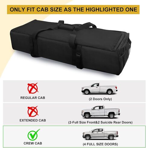 حقيبة تخزين تحت المقعد، لكابينة SuperCrew، كابينة الطاقم، منظم تخزين تحت المقعد F150، ملحقات حقيبة تخزين الشاحنة 1500، قاعدة صلبة، لشاحنات Ford Chevy Silverado كاملة الحجم in Kuwait