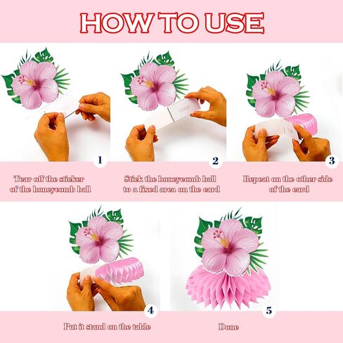 12 Pcs Luau Party Decorations Honeycomb Centerpieces, Hawaiian Party Decorations for Tables, Hibiscus Flower Aloha Party Decorations 3d Double Side Honeycomb Decorations, Tiki Party Decorations in Saudi Arabia