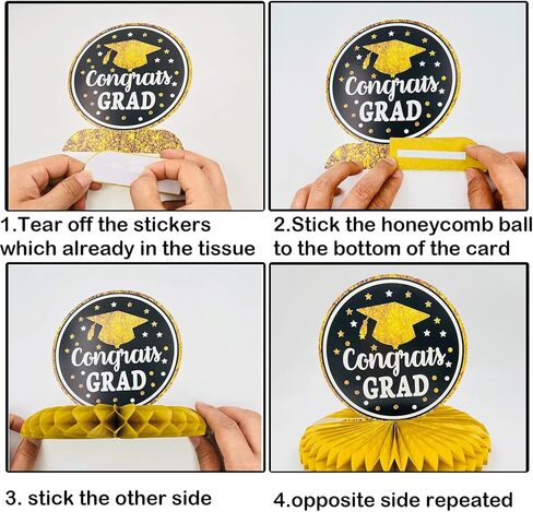 2024 Graduation Party Decorations 9Pcs, Navy Blue Graduation Honeycomb Centerpieces, Congrats Grad Table Toppers for Graduation Party, Black and Blue Class of 2024 Graduation Party Table Sign in Kuwait