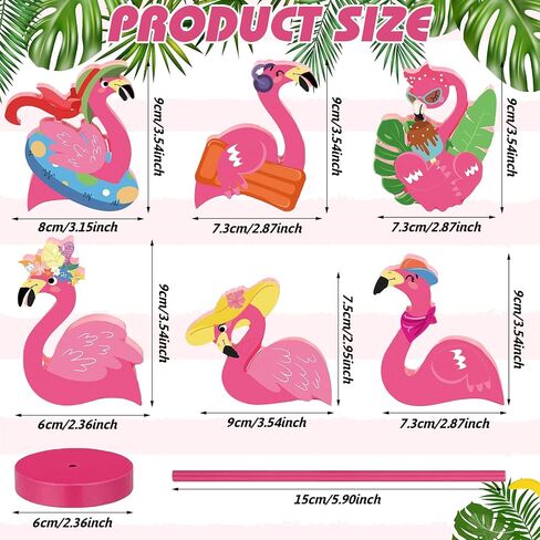 6 Pcs Flamingo Wood Tall Standing Block Set Summer Pink Flamingo Table Sign Tropical Bird Table Centerpieces Toppers for Home Office Desk Tier Tray Decor Party Supplies in Saudi Arabia