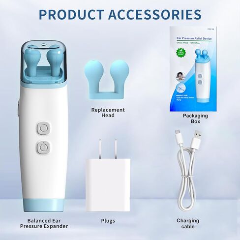 جهاز تخفيف ضغط الأذن، موسع ضغط الأذن المتوازن، تخفيف طنين الأذن للأذنين الرنين رأس مزدوج، تصميم قابس من جانب واحد مع رأس بديل واحد in Kuwait
