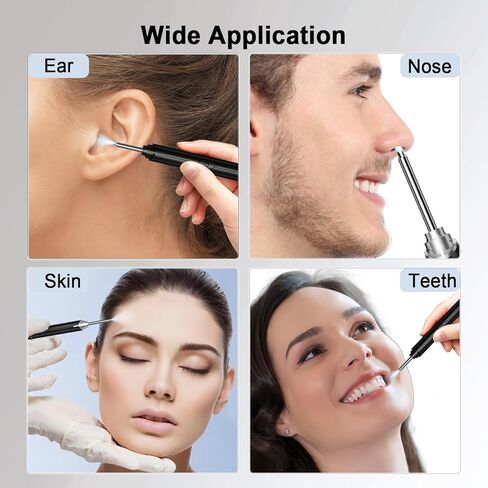 إزالة شمع الأذن، منظف الأذن مع كاميرا عالية الدقة 1296 بكسل، مجموعة تنظيف شمع الأذن مع 6 ملاعق أذن، أداة إزالة شمع الأذن مع مجموعة 8 قطع، كاميرا أذن لأجهزة iOS وiPadOS وAndroid (أسود) in Kuwait