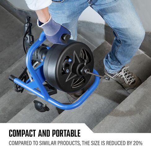 POPULO 50FT×5/16" Drain Cleaner Machine, Electric Drain Auger Drain Snake 50 Ft, For 1"-3" Pipe. With 4 Cutters, Air Foot Switch. in Kuwait