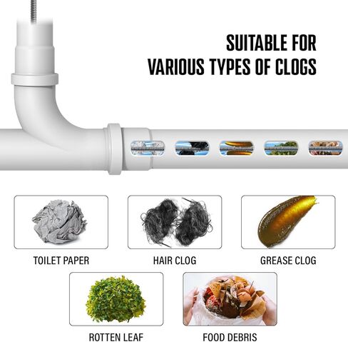 POPULO 50FT×5/16" Drain Cleaner Machine, Electric Drain Auger Drain Snake 50 Ft, For 1"-3" Pipe. With 4 Cutters, Air Foot Switch. in Kuwait