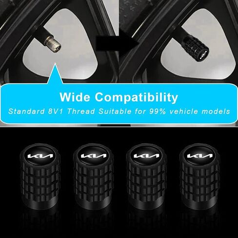 أغطية جذعية صمام الإطارات غطاء هوائي لسيارة KIA NIRO Rio Sportage Sorento Soul Stinger Seltos Cadenza K900 Forte Stem Cap أغطية جذعية عالمية للسيارات وسيارات الدفع الرباعي والشاحنات وإكسسوارات السيارات 4 قطع in Kuwait