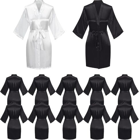 12 Pcs Bride Bridesmaids Robe Set Kimono Robes for Women Lightweight Bridal Satin Robe For Wedding Birthday Party in Saudi Arabia