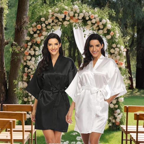 12 Pcs Bride Bridesmaids Robe Set Kimono Robes for Women Lightweight Bridal Satin Robe For Wedding Birthday Party in Saudi Arabia