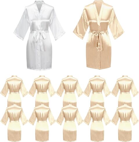12 Pcs Bride Bridesmaids Robe Set Kimono Robes for Women Lightweight Bridal Satin Robe For Wedding Birthday Party in Saudi Arabia