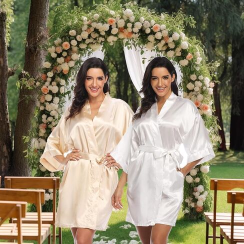 12 Pcs Bride Bridesmaids Robe Set Kimono Robes for Women Lightweight Bridal Satin Robe For Wedding Birthday Party in Saudi Arabia