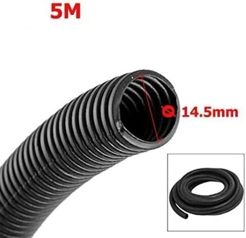 YXQ 14.5mm Corrugated Hose, 5m/16.4Ft Flexible Conduit Corrugated Electric Wiring Tubing Pipe for Protecting Electrical Cables,Black PE Plastic in Saudi Arabia