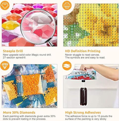 MOBDEA جنوم الماس مجموعات الطلاء للبالغين، DIY الطلاء بالأرقام للبالغين المبتدئين، DIY الحفر الكامل الماس النقاط لوحات زهرة صورة الفنون الحرفية للمنزل جدار الفن ديكور 12x16 بوصة in Kuwait
